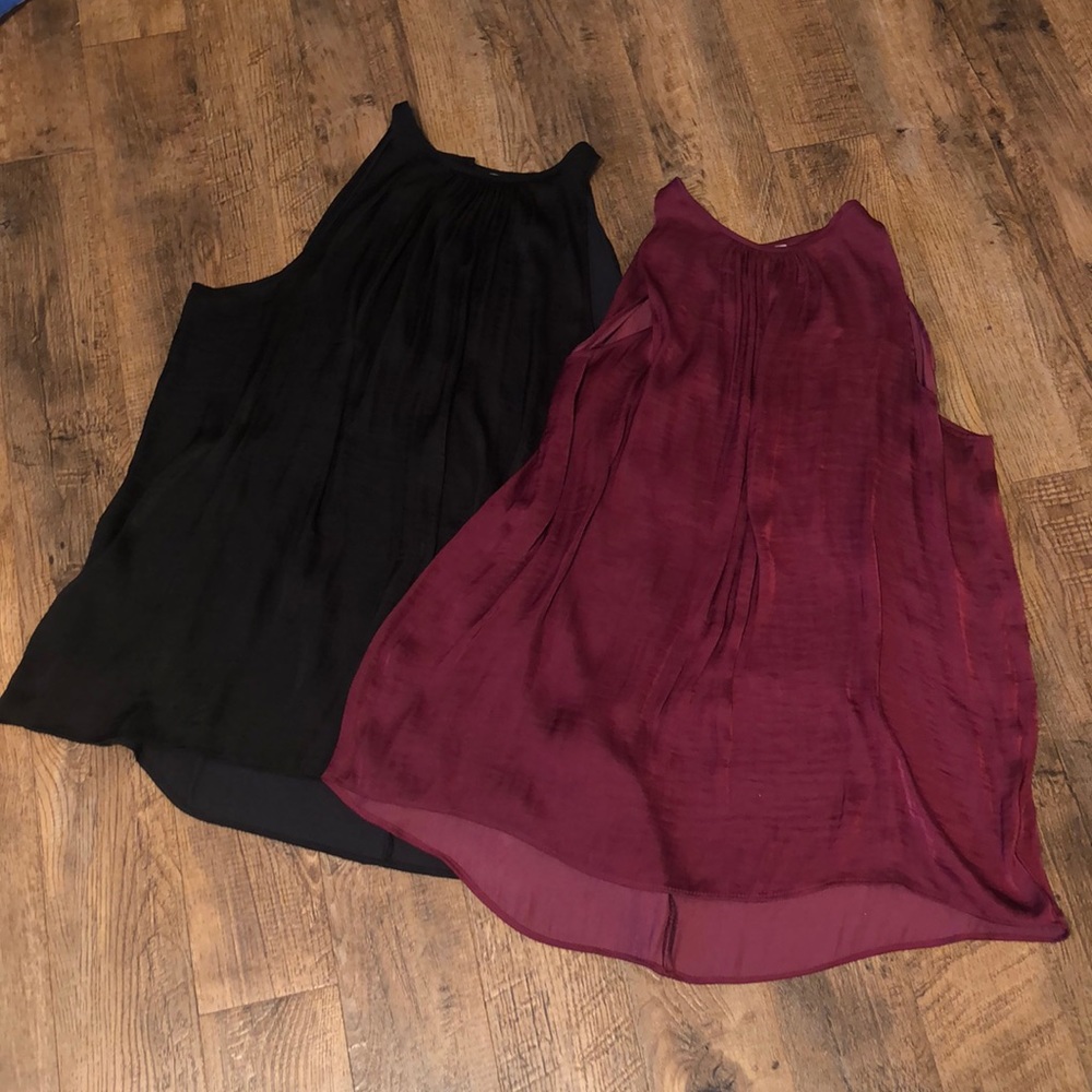 Two Silky High Nwck Sleeveless Shirts Medium